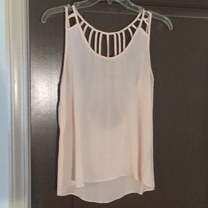 PINK BACKLESS CHIFFON TANK TOP